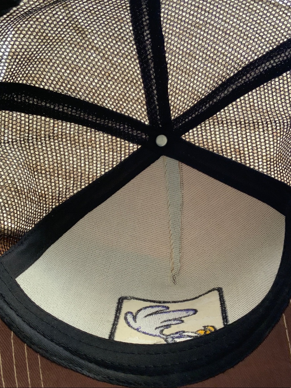 Road Runner Embroidered Trucker Hat in Cream and Brown - Picture 8 of 9